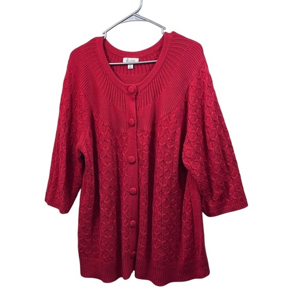 D. Co Women's Vibrant Red Lagenlook‎ Cardigan Sweater Y2K - Picture 1 of 12